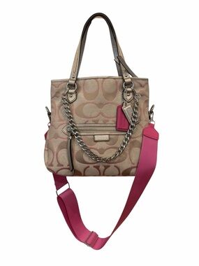 Coach Pink Metallic Outline Signature Mia Tote Daisy + Strap & Chains